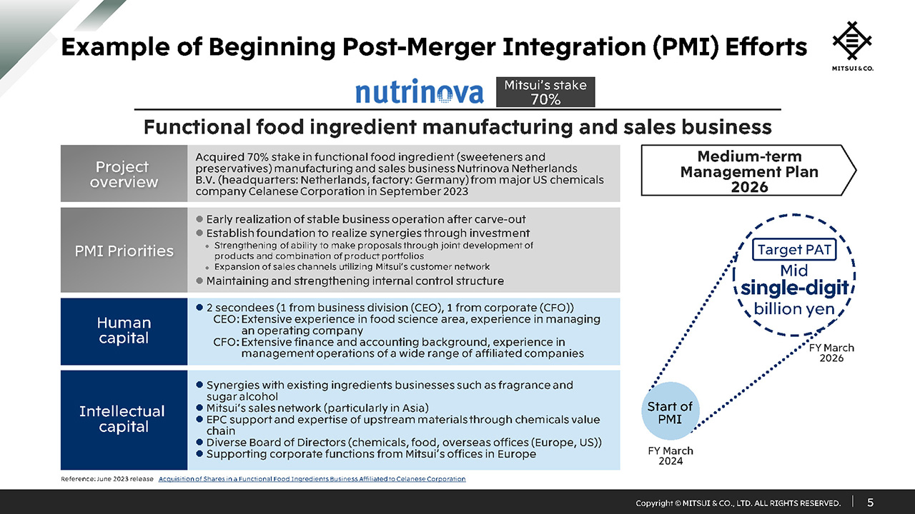 Example of Beginning Post-Merger Integration Efforts